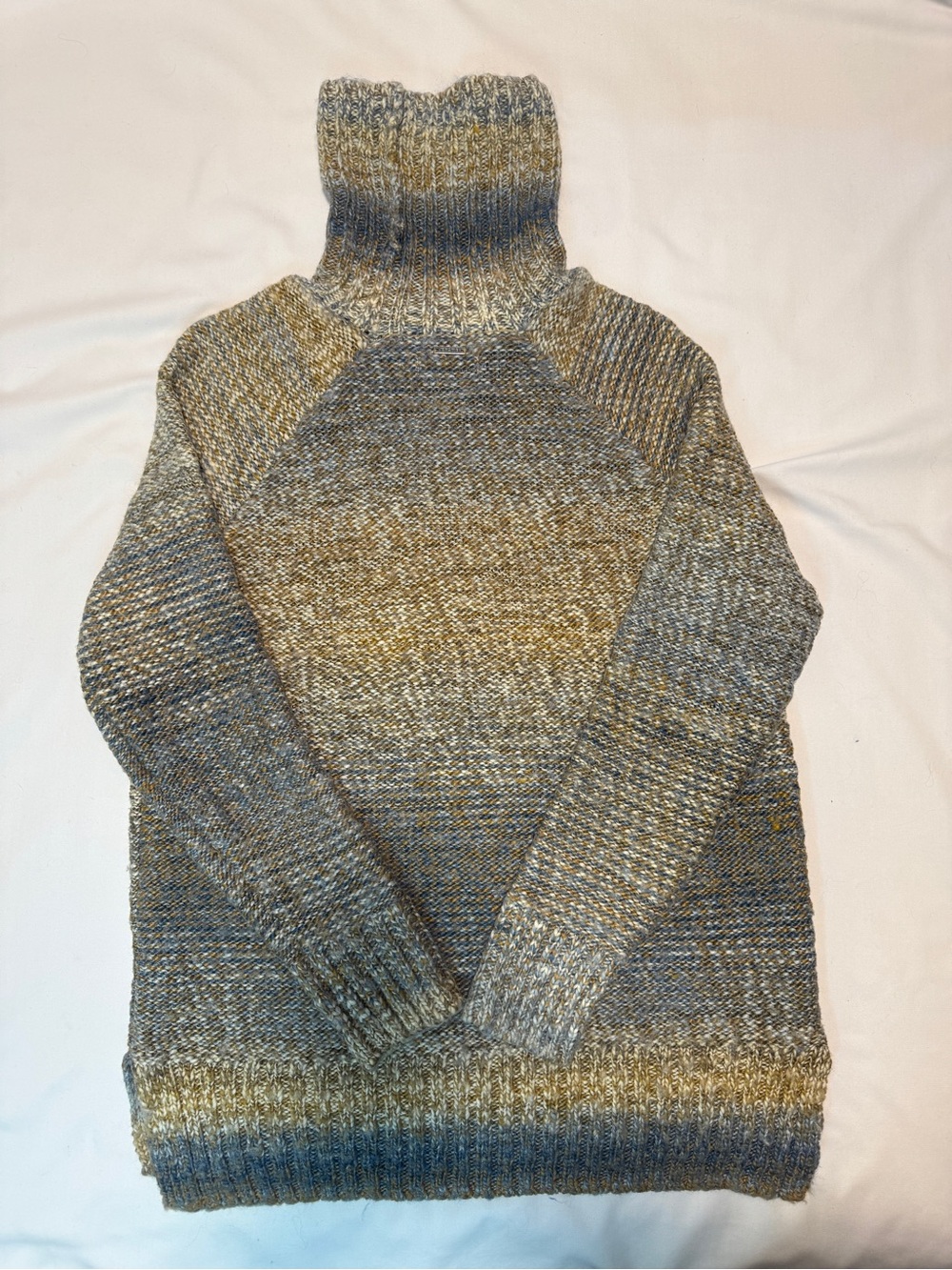Prana Women’s Marled Blue and Tan Turtleneck Sweater